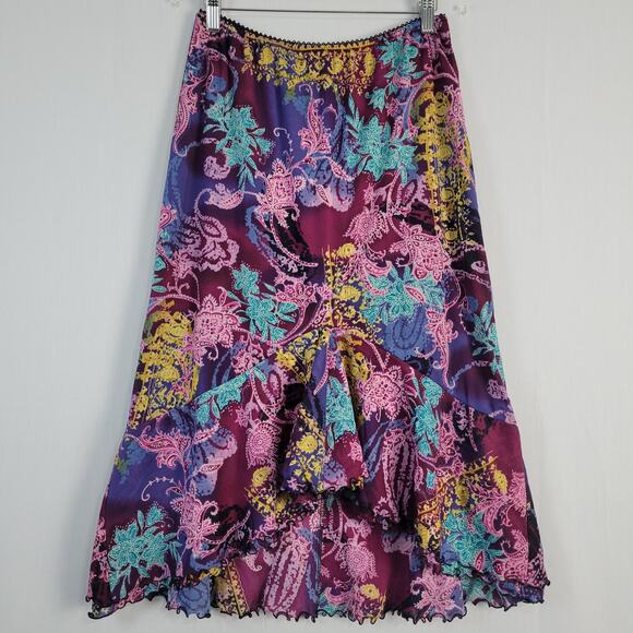 Westbound floral hi-lo pull-on skirt size M multicolor Y2K colorful boho - Picture 1 of 9